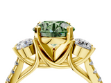 Yellow gold Three-Stone Fancy Green Round  Cut Diamond Pavé Band with Four-Prong Setting_32