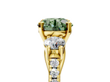 Yellow gold Three-Stone Fancy Green Round  Cut Diamond Pavé Band with Four-Prong Setting_33