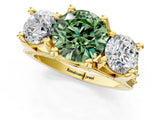 Yellow gold Three-Stone Fancy Green Round  Cut Diamond Ring with Channel-Set Band and Four-Prong Setting_50