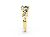 Yellow gold Three-Stone Fancy Green Round  Cut Diamond Ring with Channel-Set Band and Four-Prong Setting_51