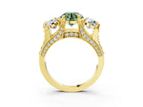 Yellow gold Three-Stone Fancy Green Round  Cut Diamond Ring with Channel-Set Band and Four-Prong Setting_52
