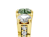 Yellow gold Three-Stone Fancy Green Round  Cut Diamond Ring with Channel-Set Band and Four-Prong Setting_54