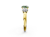 Yellow gold Three-Stone Fancy Green Round  Cut Diamond Ring with Channel-Set Band and Four-Prong Setting_63