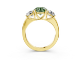 Yellow gold Three-Stone Fancy Green Round  Cut Diamond Ring with Channel-Set Band and Four-Prong Setting_64