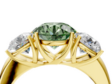 Yellow gold Three-Stone Fancy Green Round  Cut Diamond Ring with Channel-Set Band and Four-Prong Setting_65