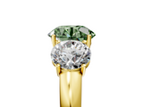 Yellow gold Three-Stone Fancy Green Round  Cut Diamond Ring with Channel-Set Band and Four-Prong Setting_66