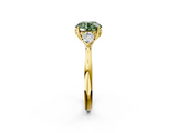 Yellow gold Three-Stone Fancy Green Round  Cut Diamond Ring with Pear Side Stones in Four-Prong Setting_110
