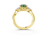 Yellow gold Three-Stone Fancy Green Round Cut Diamond Ring with Pear  Side Stones in Four-Prong Setting_39