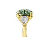 Yellow gold Three-Stone Fancy Green Round Cut Diamond Ring with Pear  Side Stones in Four-Prong Setting_41