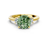 Yellow gold Three-Stone Fancy Green Round  Cut Diamond Solitaire with Prong Setting and Classic Band_29