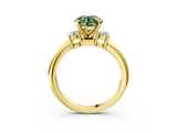 Yellow gold Three-Stone Fancy Green Round  Cut Diamond Solitaire with Prong Setting and Classic Band_32