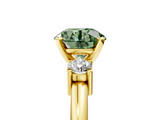 Yellow gold Three-Stone Fancy Green Round  Cut Diamond Solitaire with Prong Setting and Classic Band_34