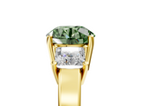 Yellow gold Three-Stone Fancy Green Round  Cut Solitaire Ring with Prong Setting_8