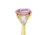 Yellow gold Three-Stone Fancy Pink Asscher Cut Brilliant Diamond Solitaire Ring with Tapered Band and Four-Prong Setting_11