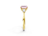 Yellow gold Three-Stone Fancy Pink Asscher Cut Brilliant Diamond Solitaire Ring with Tapered Band and Four-Prong Setting_8