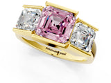 Yellow gold Three Stone Fancy Pink Asscher Cut Cut Channel Set Diamond Ring_13