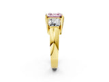 Yellow gold Three Stone Fancy Pink Asscher Cut Cut Channel Set Diamond Ring_14