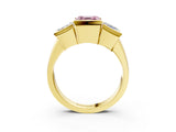 Yellow gold Three Stone Fancy Pink Asscher Cut Cut Channel Set Diamond Ring_15