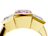Yellow gold Three Stone Fancy Pink Asscher Cut Cut Channel Set Diamond Ring_16