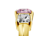 Yellow gold Three Stone Fancy Pink Asscher Cut Cut Channel Set Diamond Ring_17
