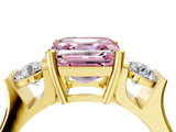 Yellow gold Three-Stone Fancy Pink Asscher Cut Cut Classic Band Prong Setting Ring_4