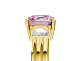 Yellow gold Three-Stone Fancy Pink Asscher Cut Cut Classic Band Prong Setting Ring_5