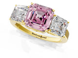 Yellow gold Three-Stone Fancy Pink Asscher Cut Cut Diamond Engagement Ring with Flat Band and Four-Prong Setting_13