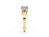 Yellow gold Three-Stone Fancy Pink Asscher Cut Cut Diamond Engagement Ring with Flat Band and Four-Prong Setting_14