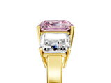 Yellow gold Three-Stone Fancy Pink Asscher Cut Cut Diamond Engagement Ring with Flat Band and Four-Prong Setting_17
