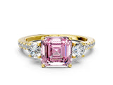 Yellow gold Three-Stone Fancy Pink Asscher Cut Cut Diamond Pavé Band with Prong Setting_15