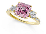 Yellow gold Three-Stone Fancy Pink Asscher Cut Cut Diamond Pavé Band with Prong Setting_16