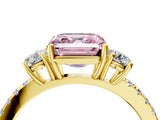 Yellow gold Three-Stone Fancy Pink Asscher Cut Cut Diamond Pavé Band with Prong Setting_19