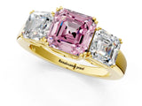 Yellow gold Three-Stone Fancy Pink Asscher Cut Cut Diamond Ring with Channel Set Band and Four-Prong Setting_1
