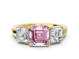 Yellow gold Three-Stone Fancy Pink Asscher Cut Cut Diamond Ring with Channel Set Band and Four-Prong Setting_12