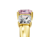 Yellow gold Three-Stone Fancy Pink Asscher Cut Cut Diamond Ring with Channel Set Band and Four-Prong Setting_29