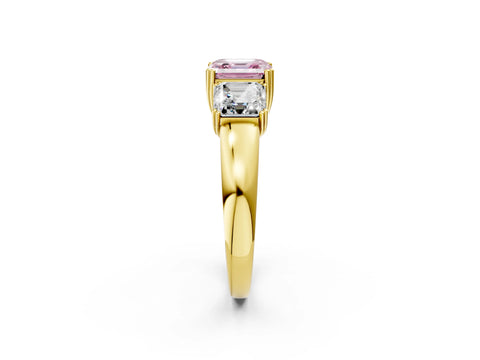 Yellow gold Three-Stone Fancy Pink Asscher Cut Cut Diamond Ring with Channel Set Band and Four-Prong Setting_2