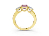 Yellow gold Three-Stone Fancy Pink Asscher Cut Cut Diamond Ring with Channel Set Band and Four-Prong Setting_3