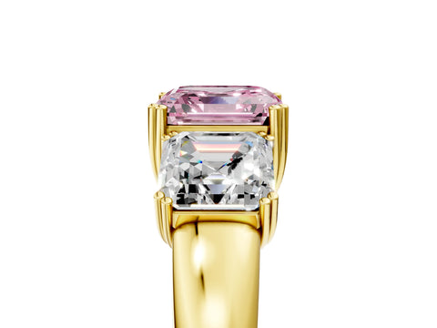 Yellow gold Three-Stone Fancy Pink Asscher Cut Cut Diamond Ring with Channel Set Band and Four-Prong Setting_5