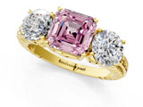 Yellow gold Three-Stone Fancy Pink Asscher Cut Cut Diamond Ring with Channel-Set Band and Prong Setting_13