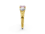 Yellow gold Three-Stone Fancy Pink Asscher Cut Cut Diamond Ring with Channel-Set Band and Prong Setting_14
