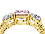 Yellow gold Three-Stone Fancy Pink Asscher Cut Cut Diamond Ring with Channel-Set Band and Prong Setting_16