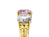 Yellow gold Three-Stone Fancy Pink Asscher Cut Cut Diamond Ring with Channel-Set Band and Prong Setting_17
