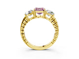 Yellow gold Three-Stone Fancy Pink Asscher Cut Cut Diamond Ring with Channel-Set Band and Prong Setting_3