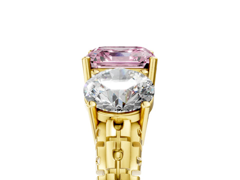 Yellow gold Three-Stone Fancy Pink Asscher Cut Cut Diamond Ring with Channel-Set Band and Prong Setting_5