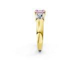 Yellow gold Three-Stone Fancy Pink Asscher Cut Cut Diamond Ring with Prong Setting and Classic Band_2