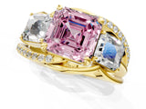 Yellow gold Three-Stone Fancy Pink Asscher Cut Cut Diamond Split Shank Prong Set Ring_1