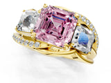 Yellow gold Three-Stone Fancy Pink Asscher Cut Cut Diamond Split Shank Prong Set Ring_13