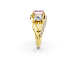 Yellow gold Three-Stone Fancy Pink Asscher Cut Cut Diamond Split Shank Prong Set Ring_14