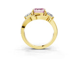 Yellow gold Three-Stone Fancy Pink Asscher Cut Cut Diamond Split Shank Prong Set Ring_3