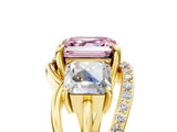 Yellow gold Three-Stone Fancy Pink Asscher Cut Cut Diamond Split Shank Prong Set Ring_5